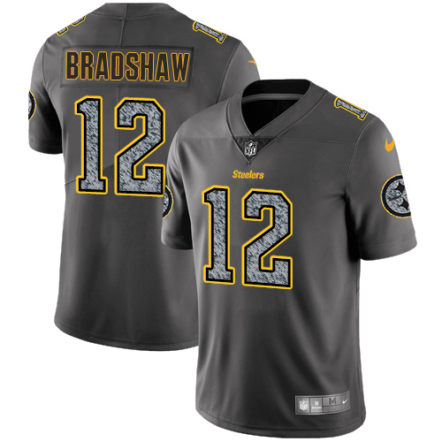 Nike Steelers #12 Terry Bradshaw Gray Static Men's Stitched NFL Vapor Untouchable Limited Jersey - Click Image to Close